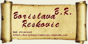 Borislava Resković vizit kartica